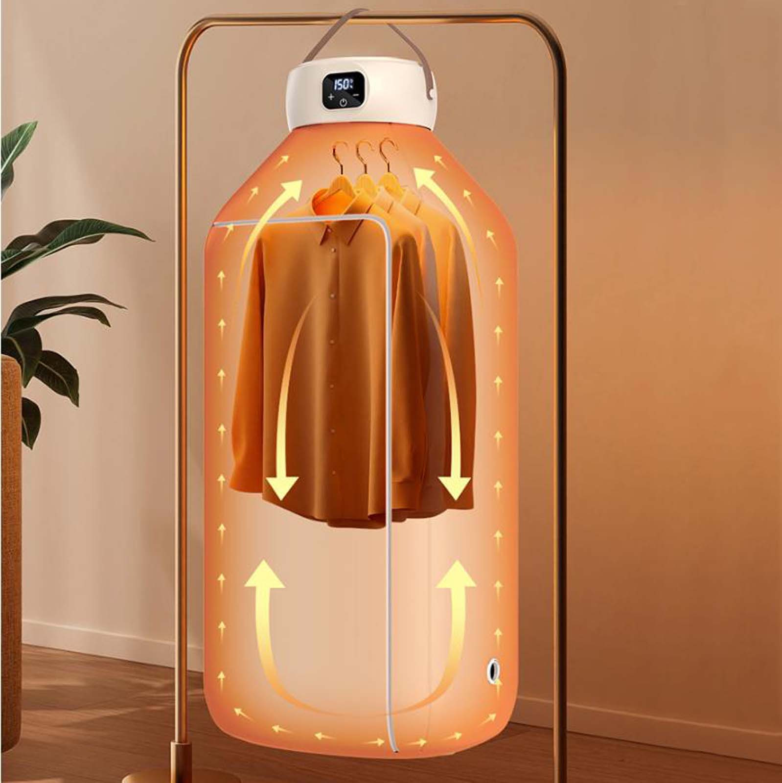 Qaailabf Foldable Portable Clothes Dryer with 6-Speed Intelligent Timer, 500W Electric Clothing Dryer with LED Display for Underwear and Baby Socks, Large Capacity Quick Dry Machine with Detachable